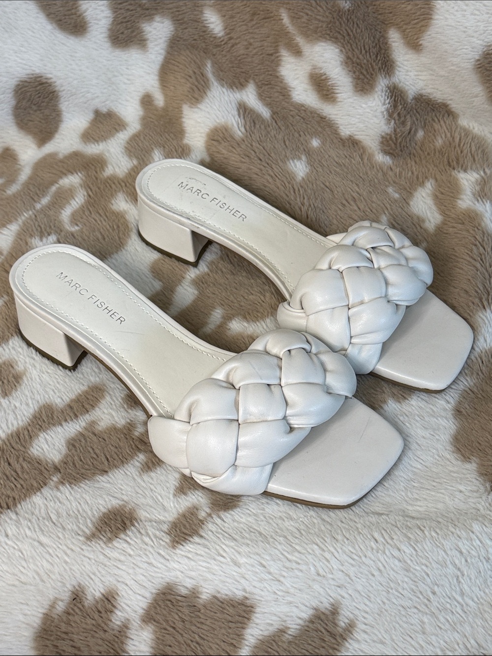 Marc Fisher Cream Braided Slide Mules